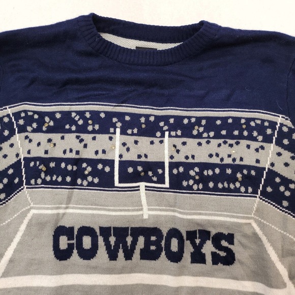 Vintage NFL Dallas Cowboys Light-Up Sweater — Men’s XL — Gray Blue — Long Sleeve - Picture 1 of 10